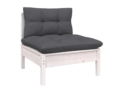 7-piece garden furniture set with cushions, white, solid pine wood 23339CKBG