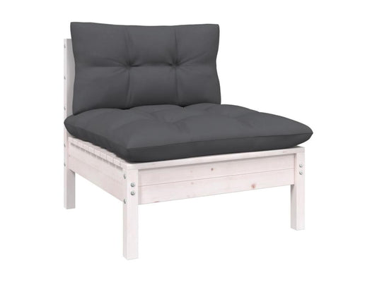 7-piece garden furniture set with cushions, white, solid pine wood 23339CKBG