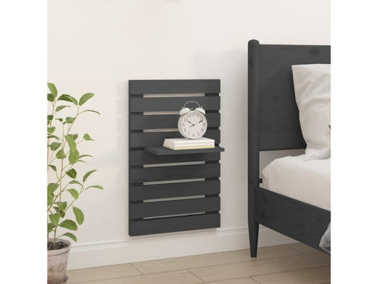 2-Piece Wall-Mounted Bedside Shelves, Grey Solid Pine Wood 94677TCLP