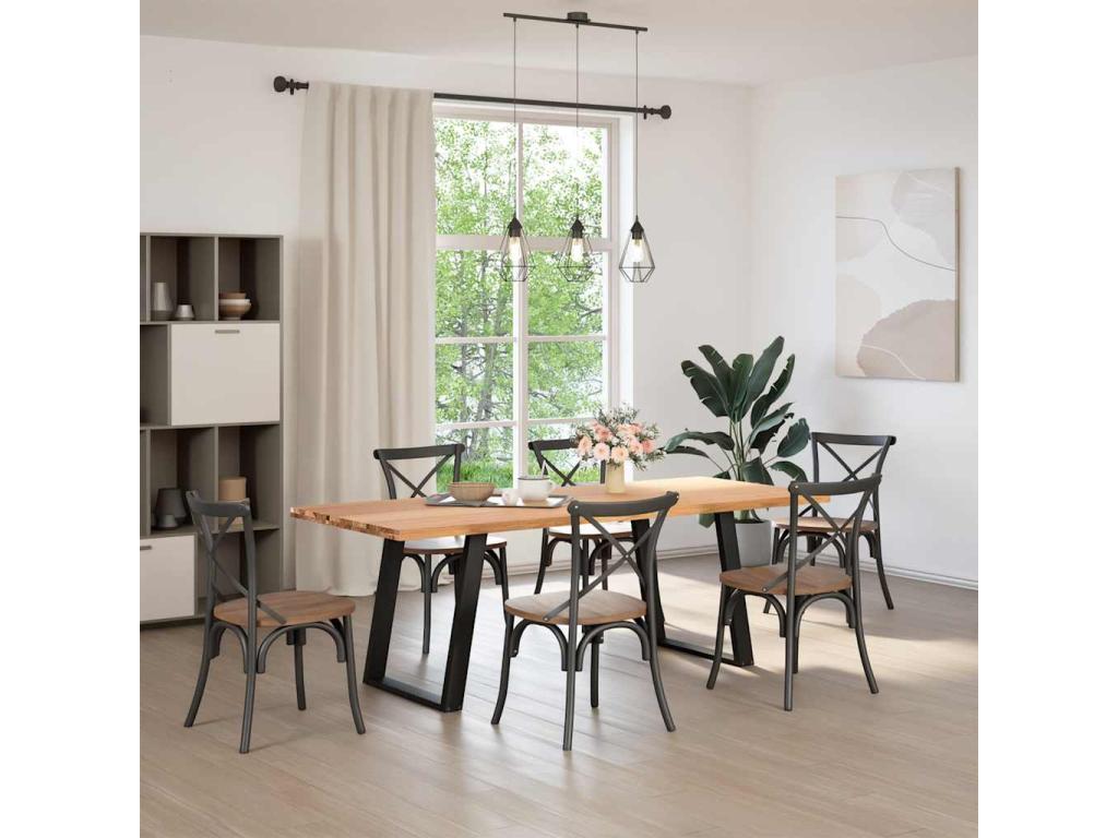 Light brown rectangular solid oak dining table 00457TVJA