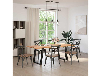 Light brown rectangular solid oak dining table 00457TVJA