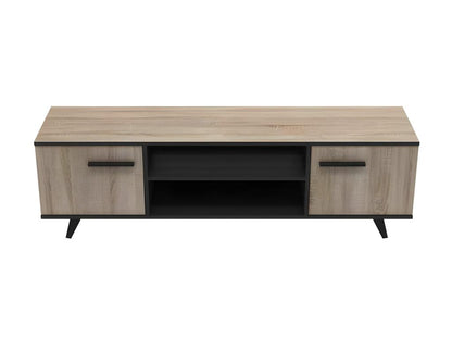 2-Door TV Stand, Oak/Black - Maisonpuretop - W 151 x D 40 x H 46 cm 01219TUWC