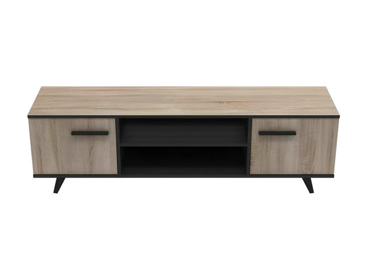 2-Door TV Stand, Oak/Black - Maisonpuretop - W 151 x D 40 x H 46 cm 01219TUWC