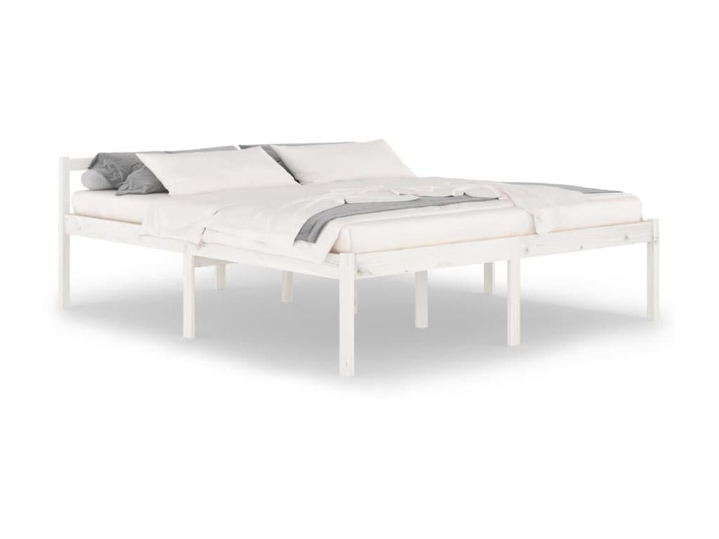 White Bed Solid Pine Wood 180x200 Super Maisonpuretop 92933WVZF