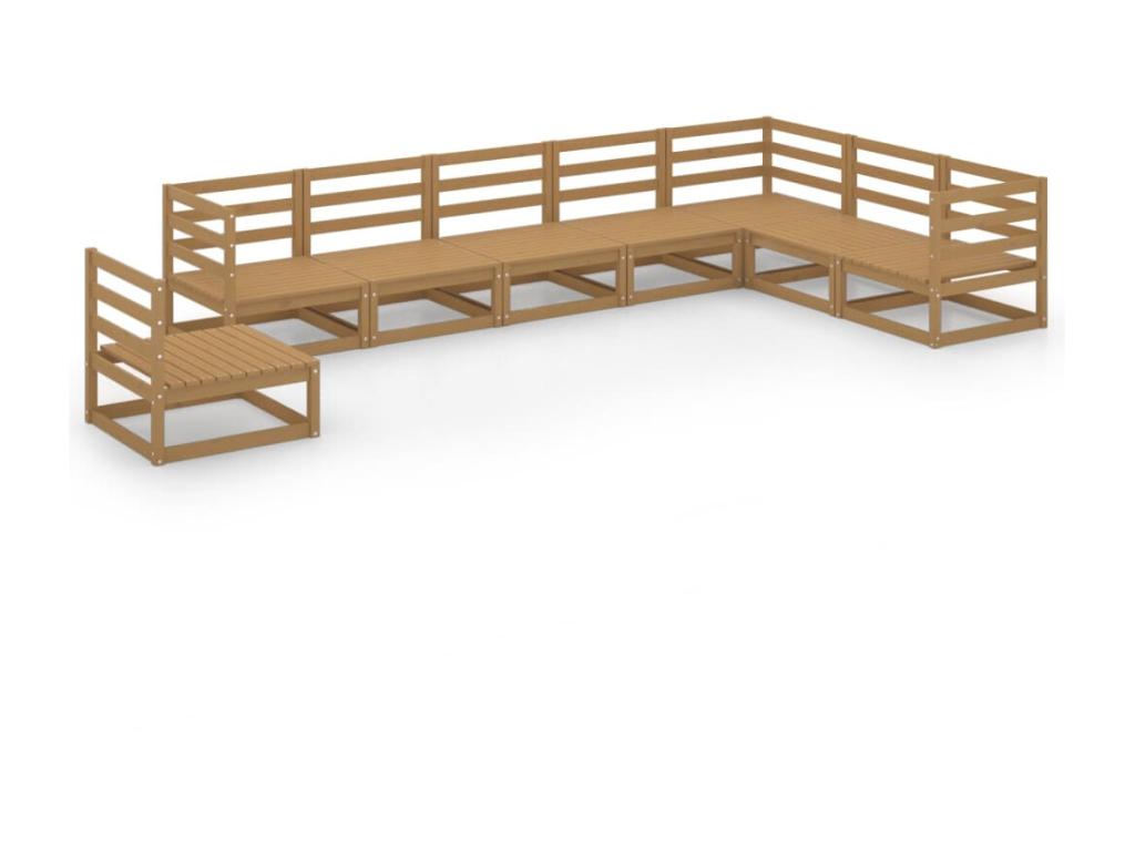 8-piece garden furniture set, honey brown, solid pine wood, 14 12668LWJK