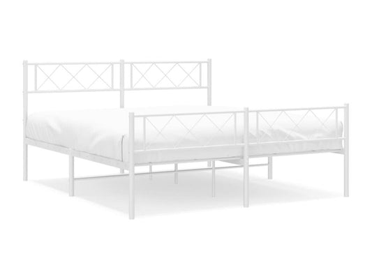 Metal bed frame with white headboard/footboard 120x190cm 31842XPJC