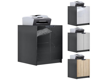 Matte Black and Sawn Oak Effect Storage Cabinet (WxHxD) 51x60.5x54 cm 22598BAEA