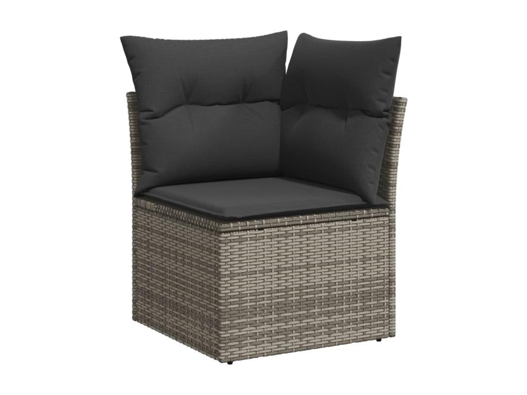 Garden furniture set with cushions, 10 pieces, grey woven resin, 60610JMSN