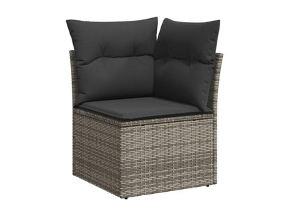 Garden furniture set with cushions, 10 pieces, grey woven resin, 60610JMSN