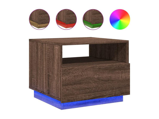 Coffee table with Parisianestop LED lighting, brown oak, 50x49x40 cm, 09576WCEE