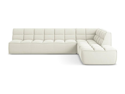 Modular 5-seater right-facing corner sofa in velvet - light beige - Maisonpuretop 44678KLKB