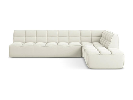 Modular 5-seater right-facing corner sofa in velvet - light beige - Maisonpuretop 44678KLKB