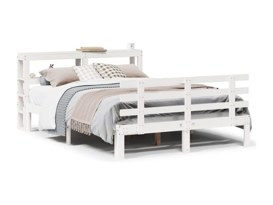Bed frame and headboard without mattress, white, 135x190 cm, 49099HOGM