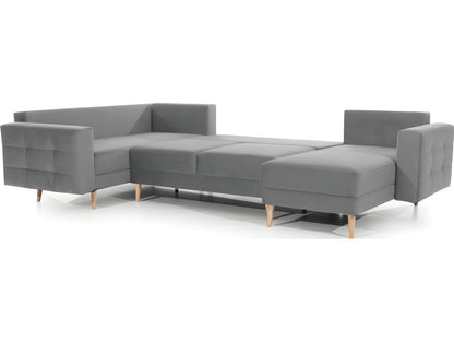 Panoramic convertible sofa - Parisianestop VELVET - in quality fabric, 5-seater grey chaise longue on the right and corner on the left (as seen from the front) 60844NXLC