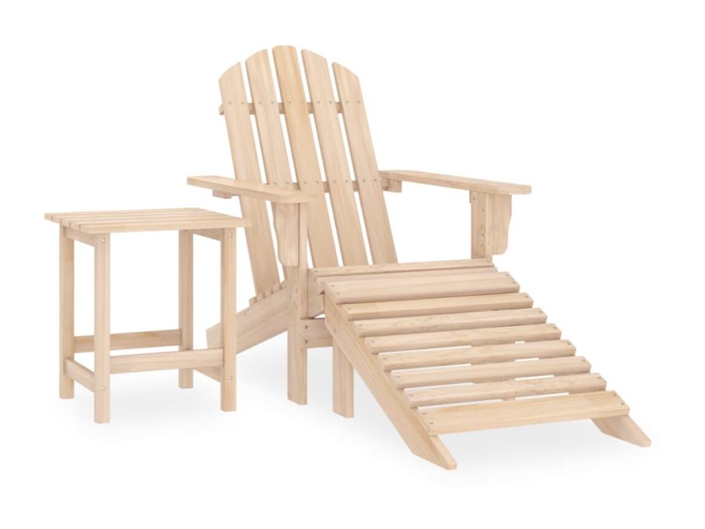 Parisianestop garden chair with footrest and table, Fir wood, 54866NGHB
