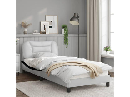 Bed frame with headboard, white and black, 90x190cm, faux leather, 65637DDYS