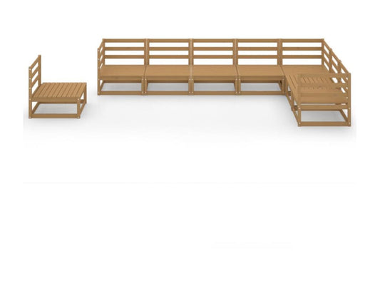 8-piece garden furniture set, honey brown, solid pine wood, 14 12668LWJK