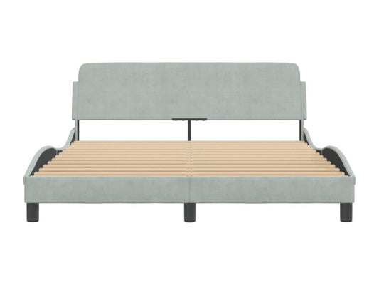 Light grey velvet bed frame without mattress 160x200 cm 44860RCOF