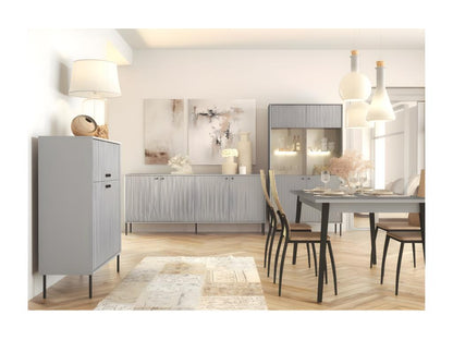 Extendable Table for 8 People - Parisianestop Collection, grey top / black legs 35298XPWX