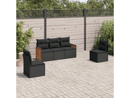 5-piece garden furniture set with cushions, black resin wicker, 18478PIXF