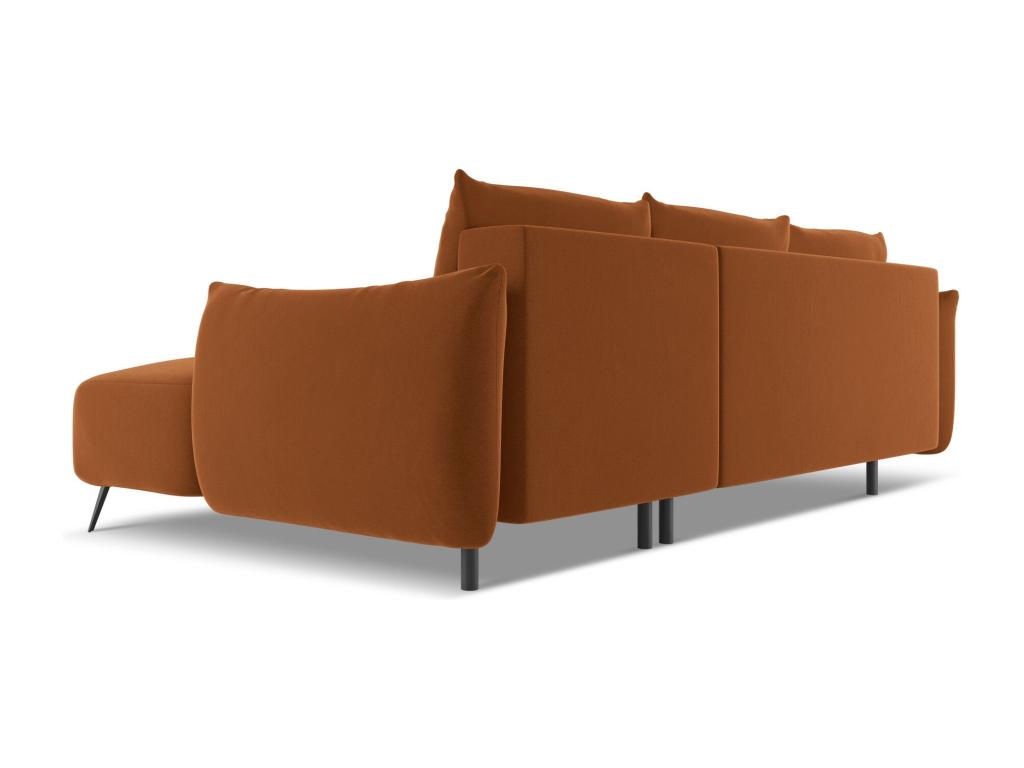 Convertible right-hand corner sofa in velvet - terracotta - Parisianestop 31434JCNE