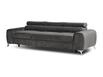 Convertible sofa with adjustable headrests, anthracite velvet, Maisonpuretop, 261cm, 07847XNKY