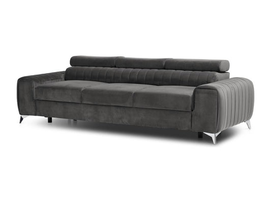 Convertible sofa with adjustable headrests, anthracite velvet, Maisonpuretop, 261cm, 07847XNKY