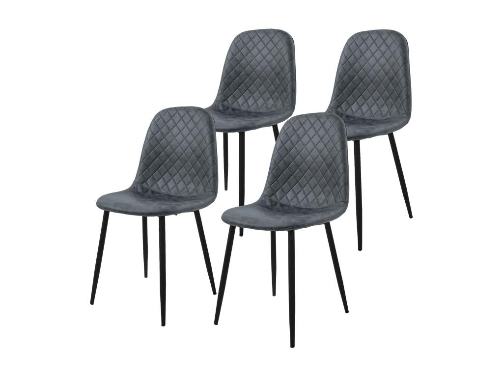 Set of 4 anthracite synthetic dining chairs with metal backrest and legs 75622SKER