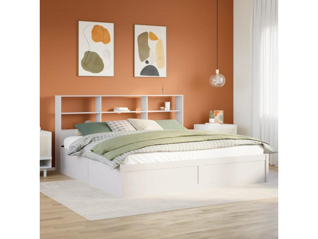 Bed frame without mattress, white, 180x200 cm, solid pine wood, 27463FDBV