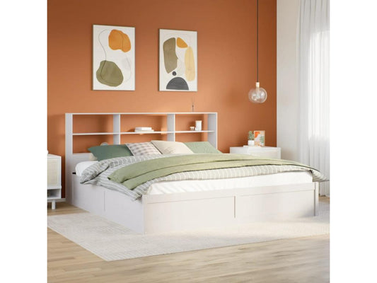 Bed frame without mattress, white, 180x200 cm, solid pine wood, 27463FDBV