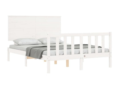 Bed frame without mattress, white, solid pine wood 01891CHNF