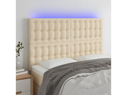 Cream LED Headboard 144x5x118/128 cm Fabric 67245EWGZ