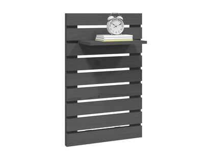 2-Piece Wall-Mounted Bedside Shelves, Grey Solid Pine Wood 94677TCLP