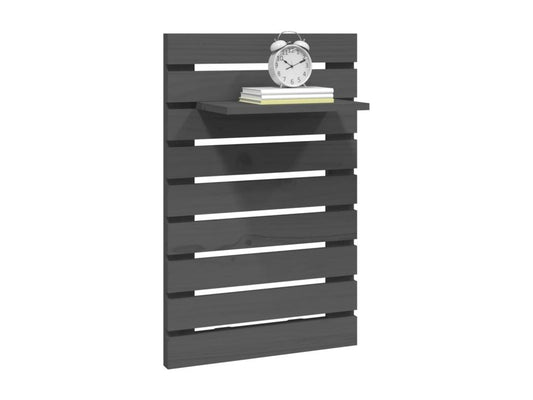2-Piece Wall-Mounted Bedside Shelves, Grey Solid Pine Wood 94677TCLP