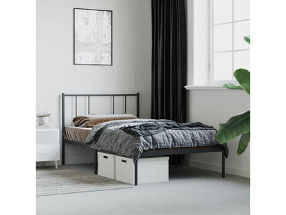 Metal bed frame with black headboard 75x190 cm 42564HJXP