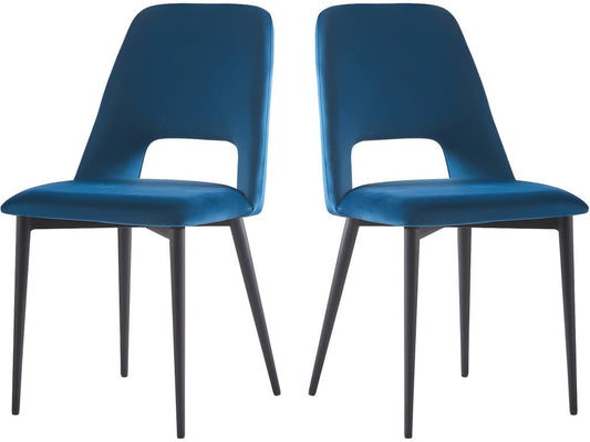 Set of 2 Parisianestop Velvet Chairs - Dark Blue 66447UZHX