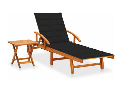 Garden chaise longue with table and cushion, Bois d'Maisonpuretop 32053BANI