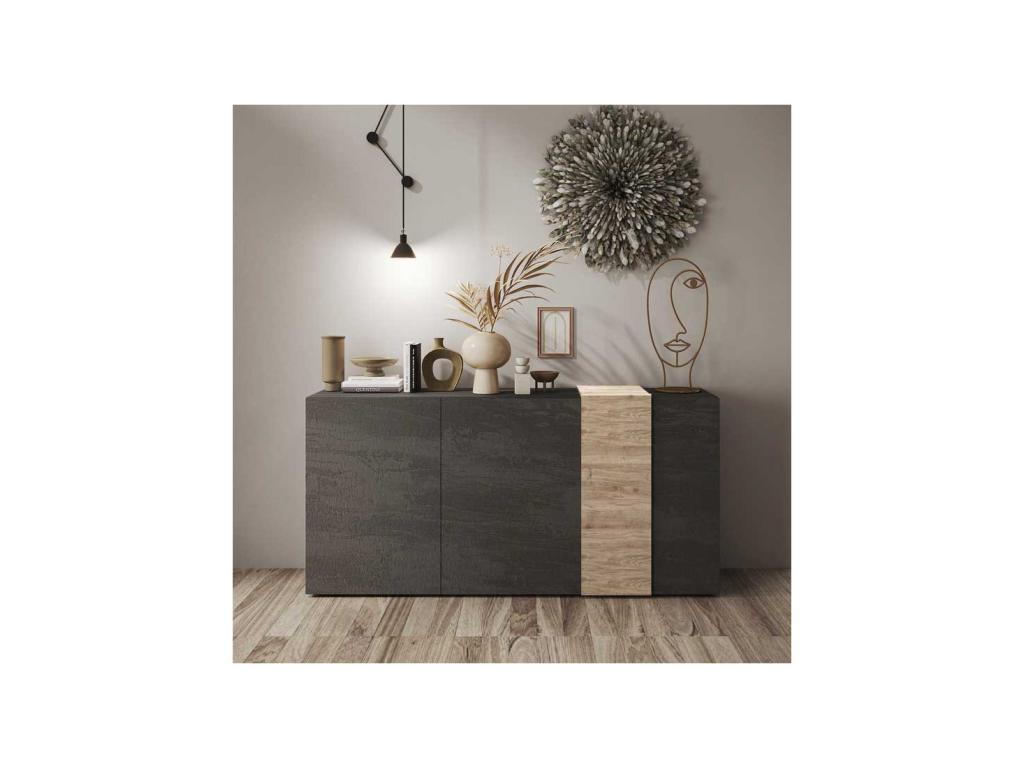 3-Door Buffet, Grey/Natural Oak - Parisianestop 89136YLGN