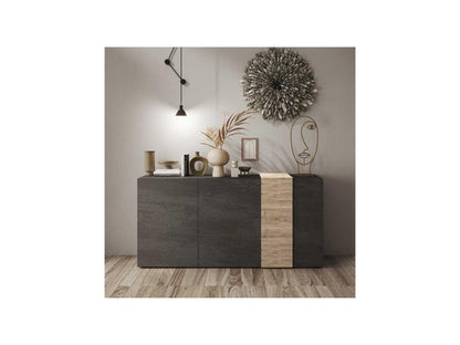 3-Door Buffet, Grey/Natural Oak - Parisianestop 89136YLGN