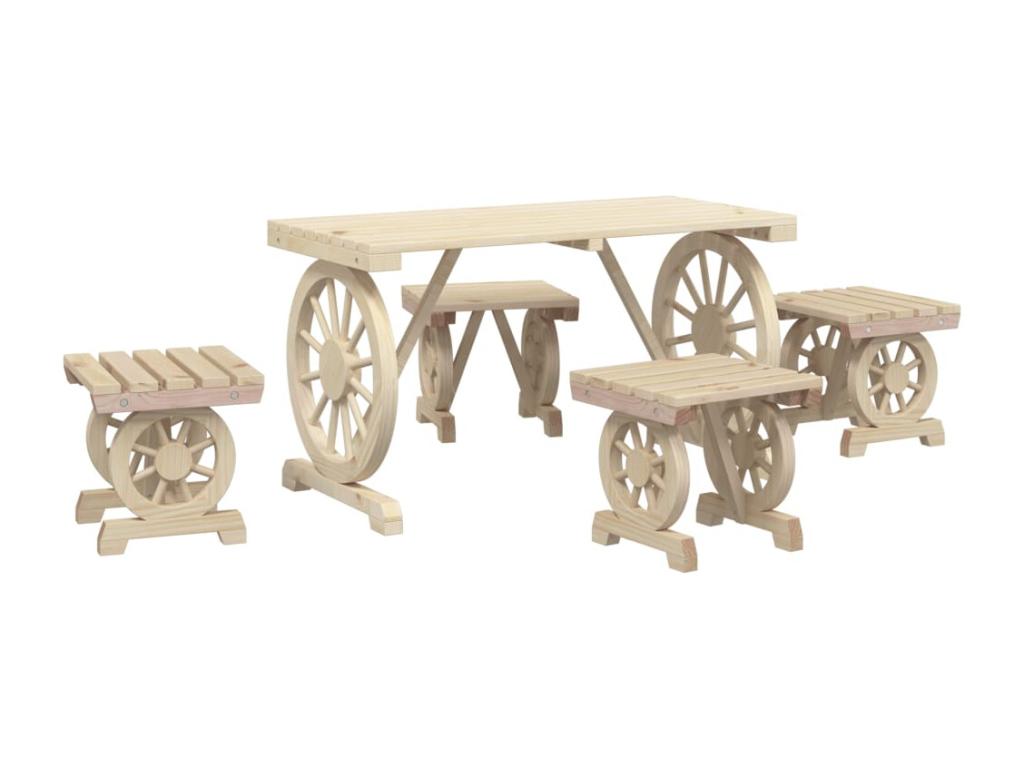 5-piece garden dining set in solid fir wood 58528LHPF