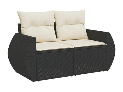 5-piece garden furniture set with cushions, black resin wicker 09060ETJH