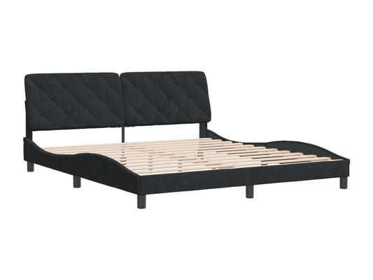 Black velvet bed frame without mattress, 180x200 cm, 37976CSPX