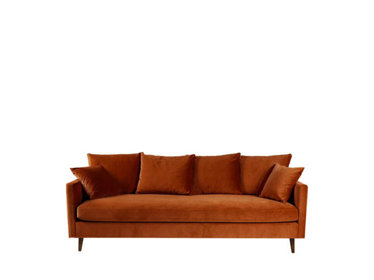 Parisianestop - 3-seater convertible sofa in velvet with dark wood legs - Rust 33147EHYM