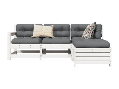 4-piece garden furniture set, white, solid pine wood, 85610RIJS