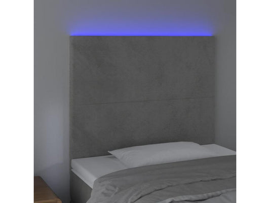 Light Grey LED Headboard 80x5x118/128 cm Velvet 93630JTQS