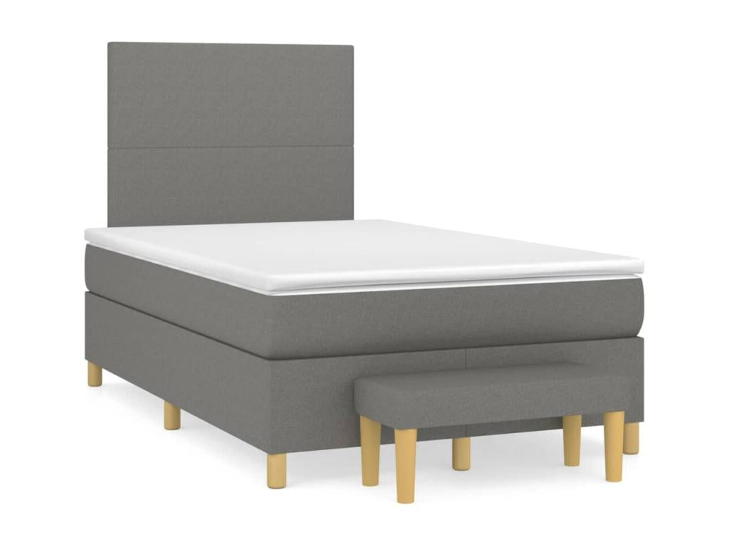 Upholstered bed base with mattress, dark grey, 120x200cm, fabric, 79212NZJA