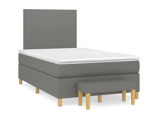 Upholstered bed base with mattress, dark grey, 120x200cm, fabric, 79212NZJA