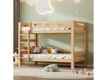Bunk bed 90x200cm, 2 sleeping spaces divided into 2 single beds, stable pine frame, slatted base included, easy assembly, natural finish, 53325JIOG