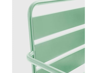 Low garden armchair in sage green metal - Parisianestop 69860FCYZ