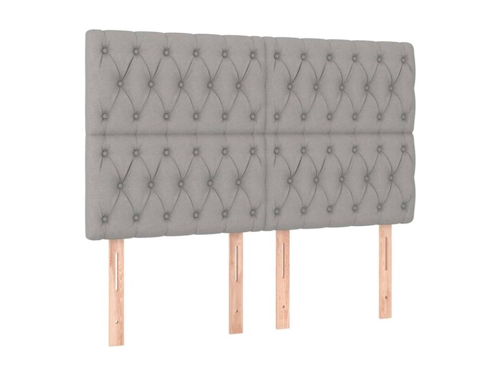 Maisonpuretop bed base with light grey mattress 140x200 fabric 19708JMSY